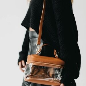 Pretty Simple Carissa Clear Crossbody with Tan Trim and Removable Strap